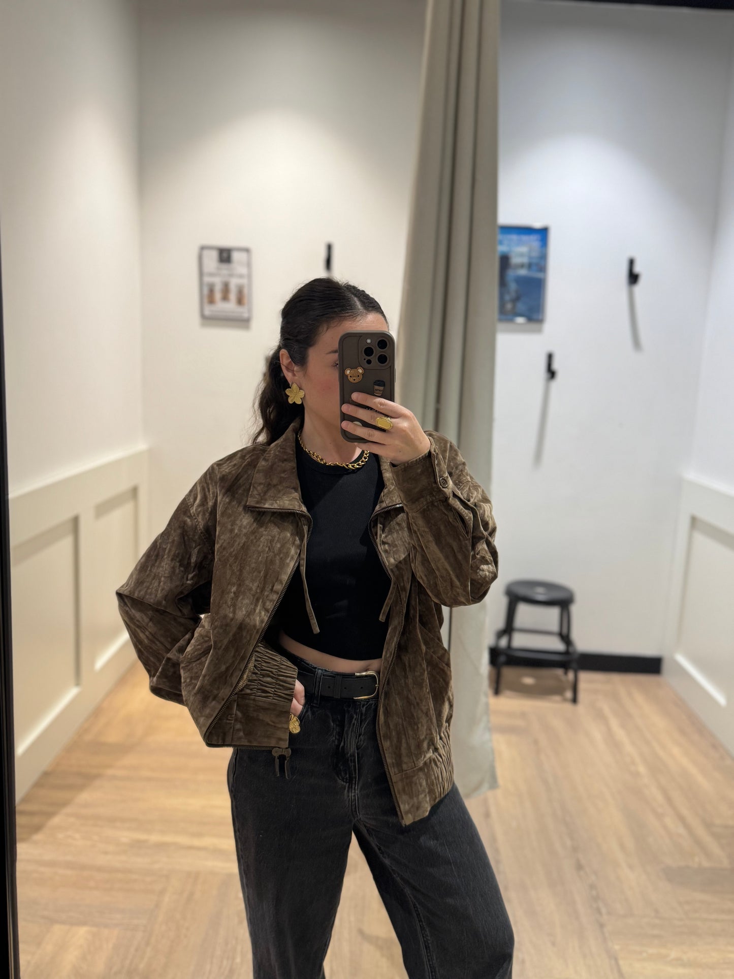 Bomber en velours marron XL