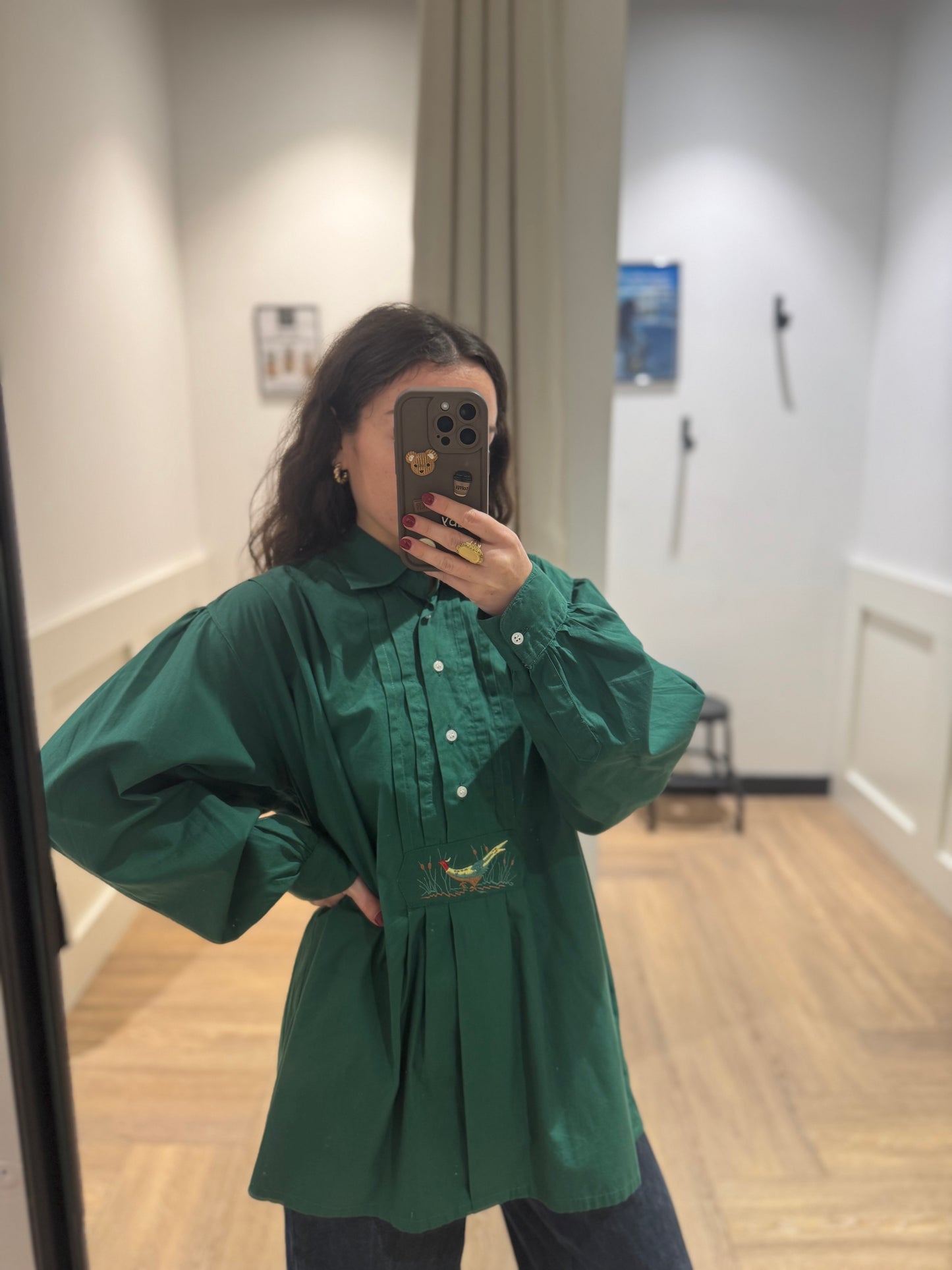 Chemise vintage à broderies XL