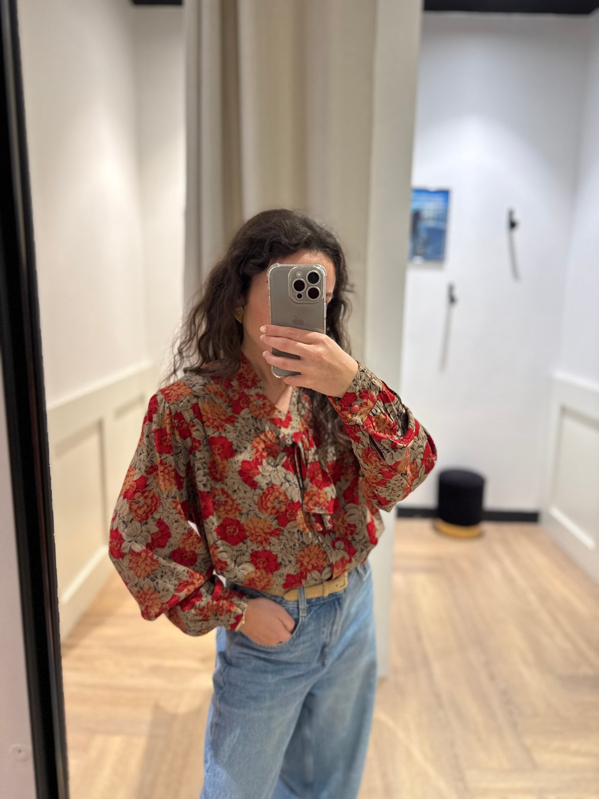 Blouse vintage à motifs XL