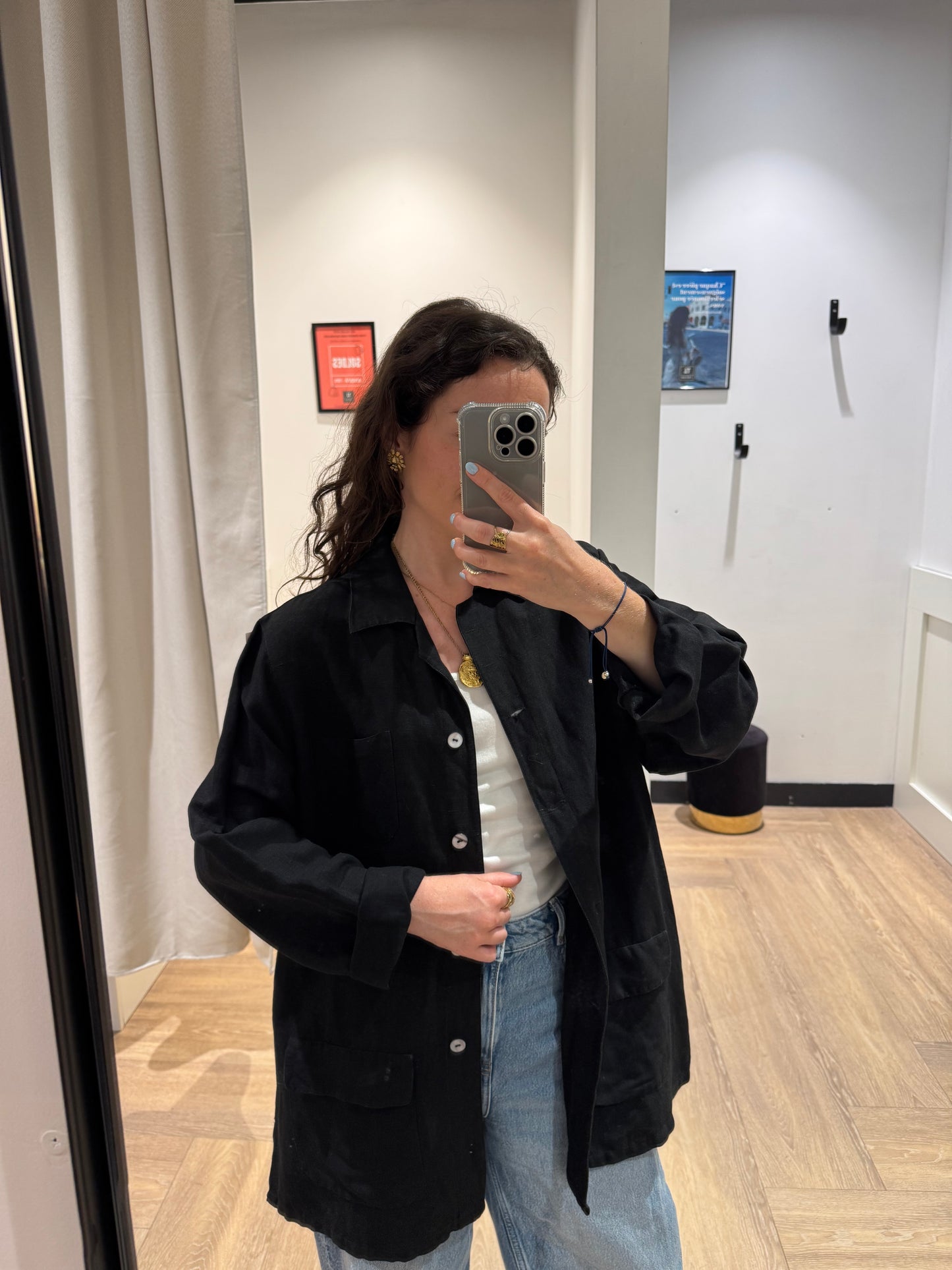 Veste en lin noir L/XL