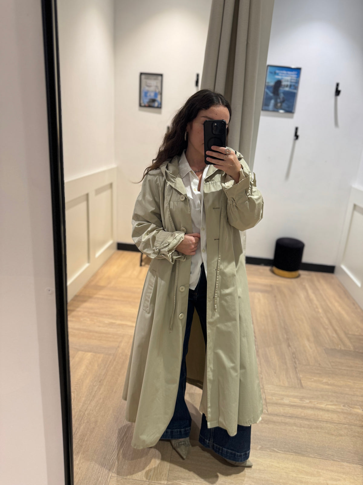 Trench vintage à capuche S