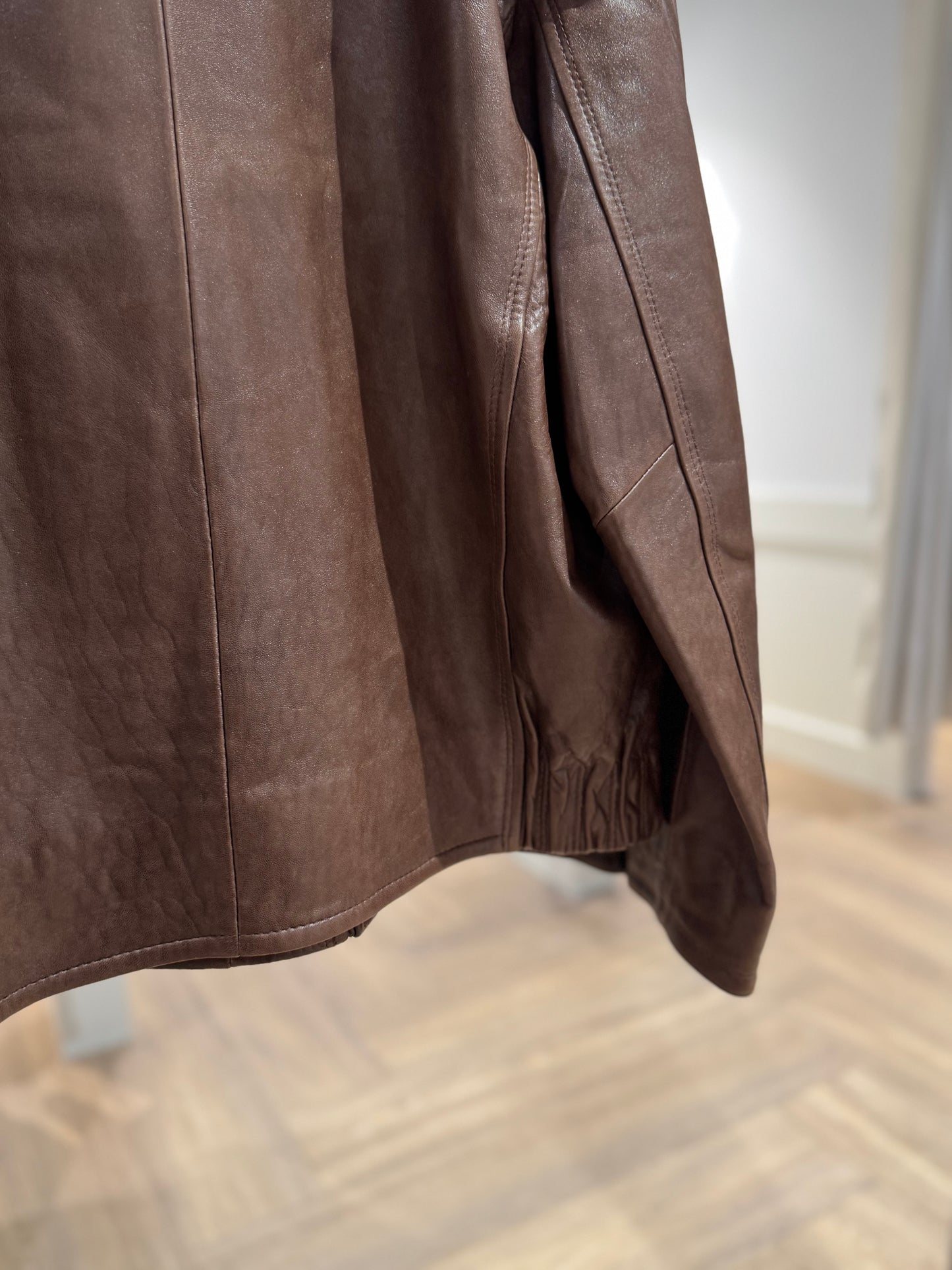 Veste en cuir marron XL