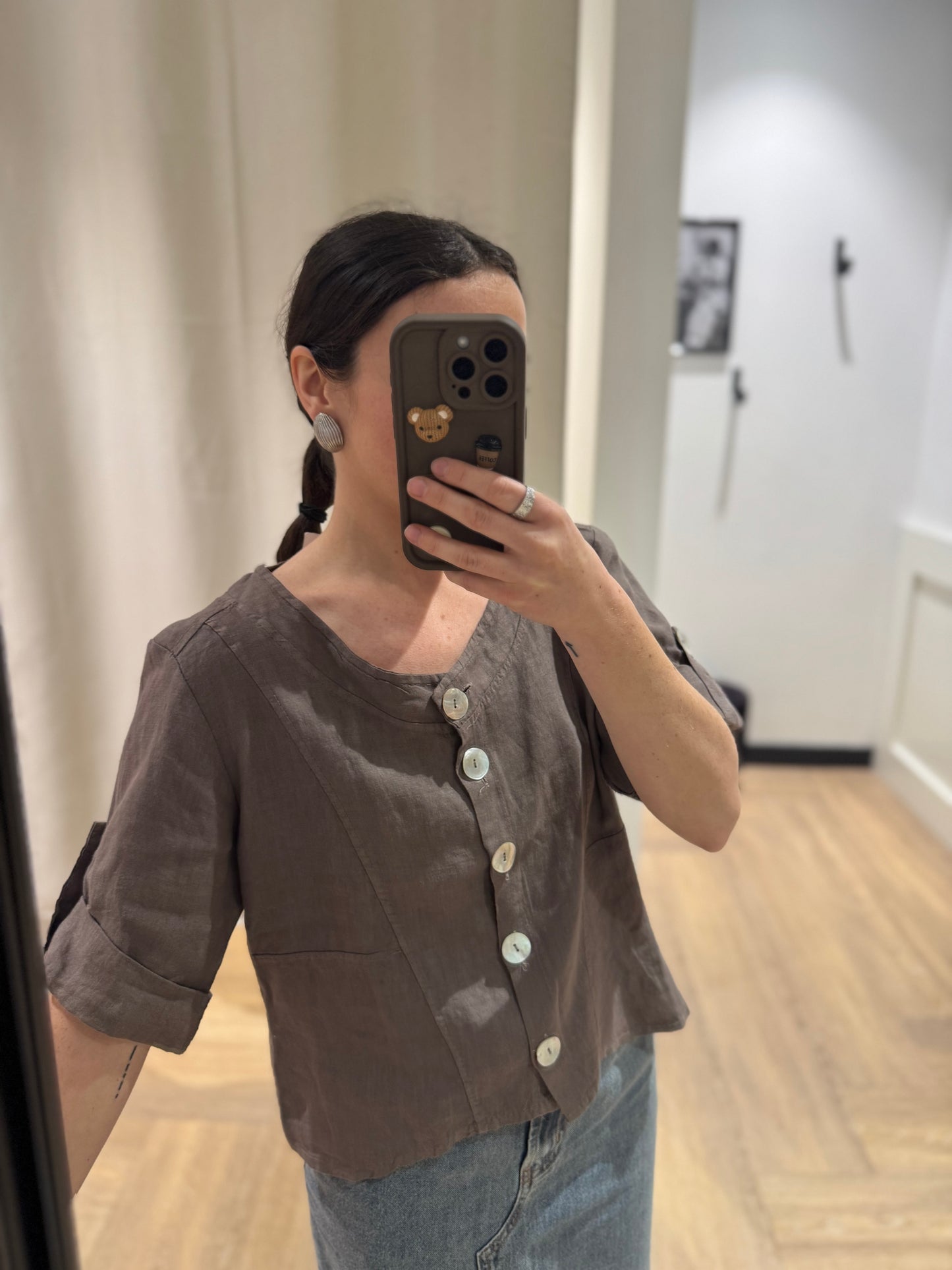 Blouse courte en lin M