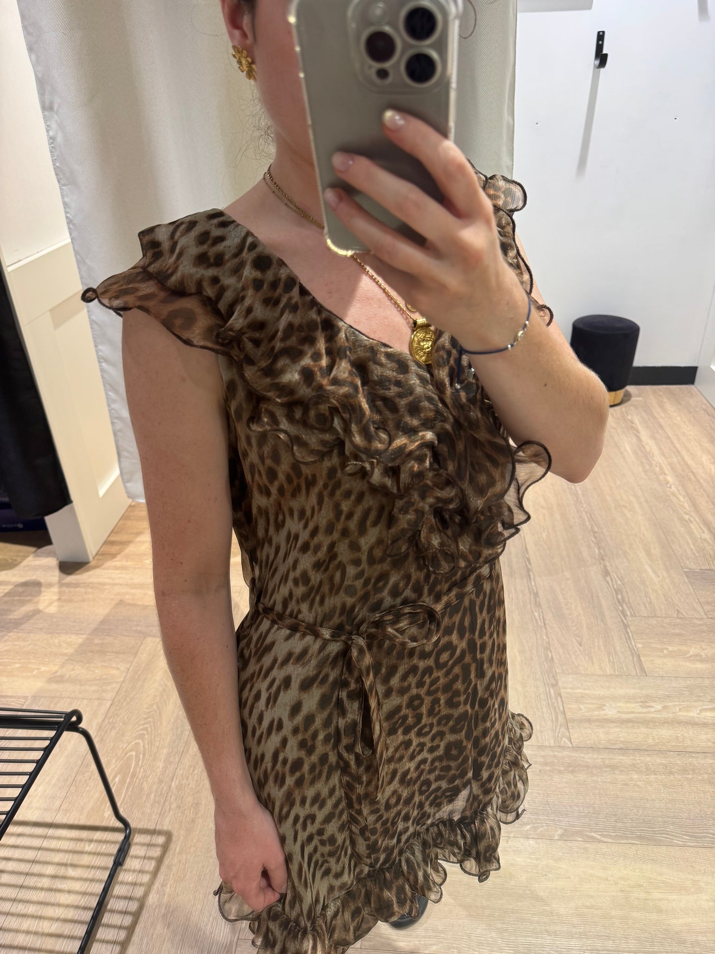 Robe léopard à volants XS/S
