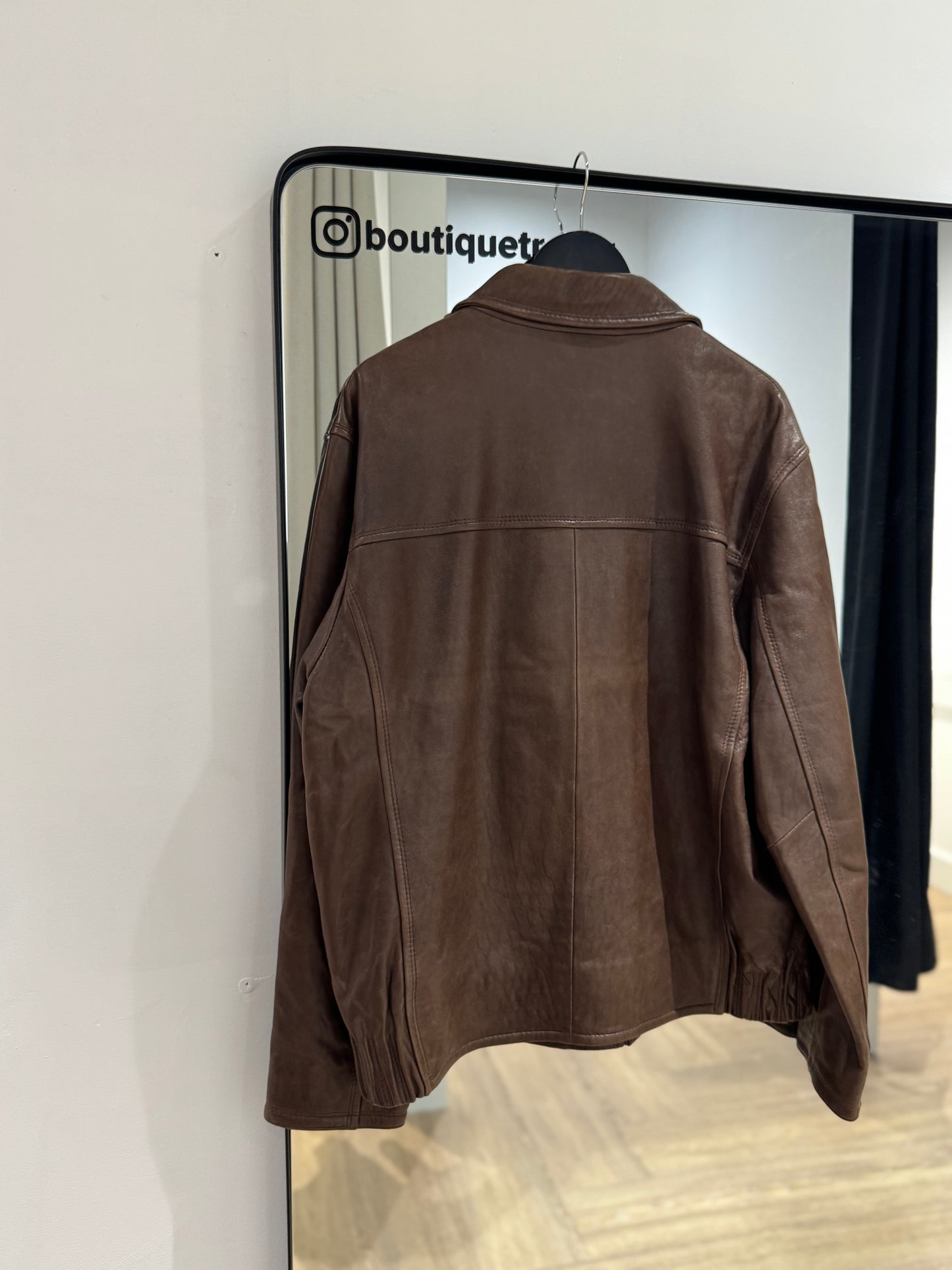 Veste en cuir marron XL