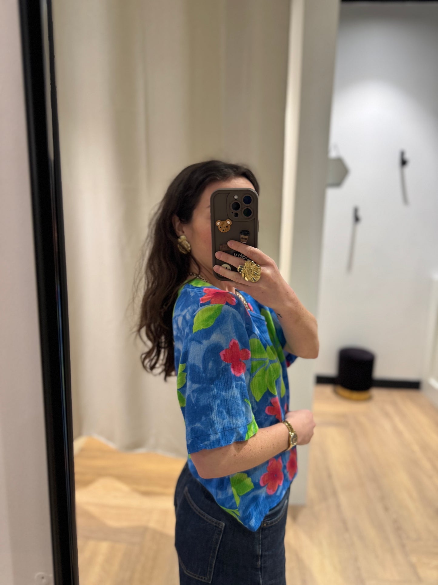 Blouse courte à fleurs M