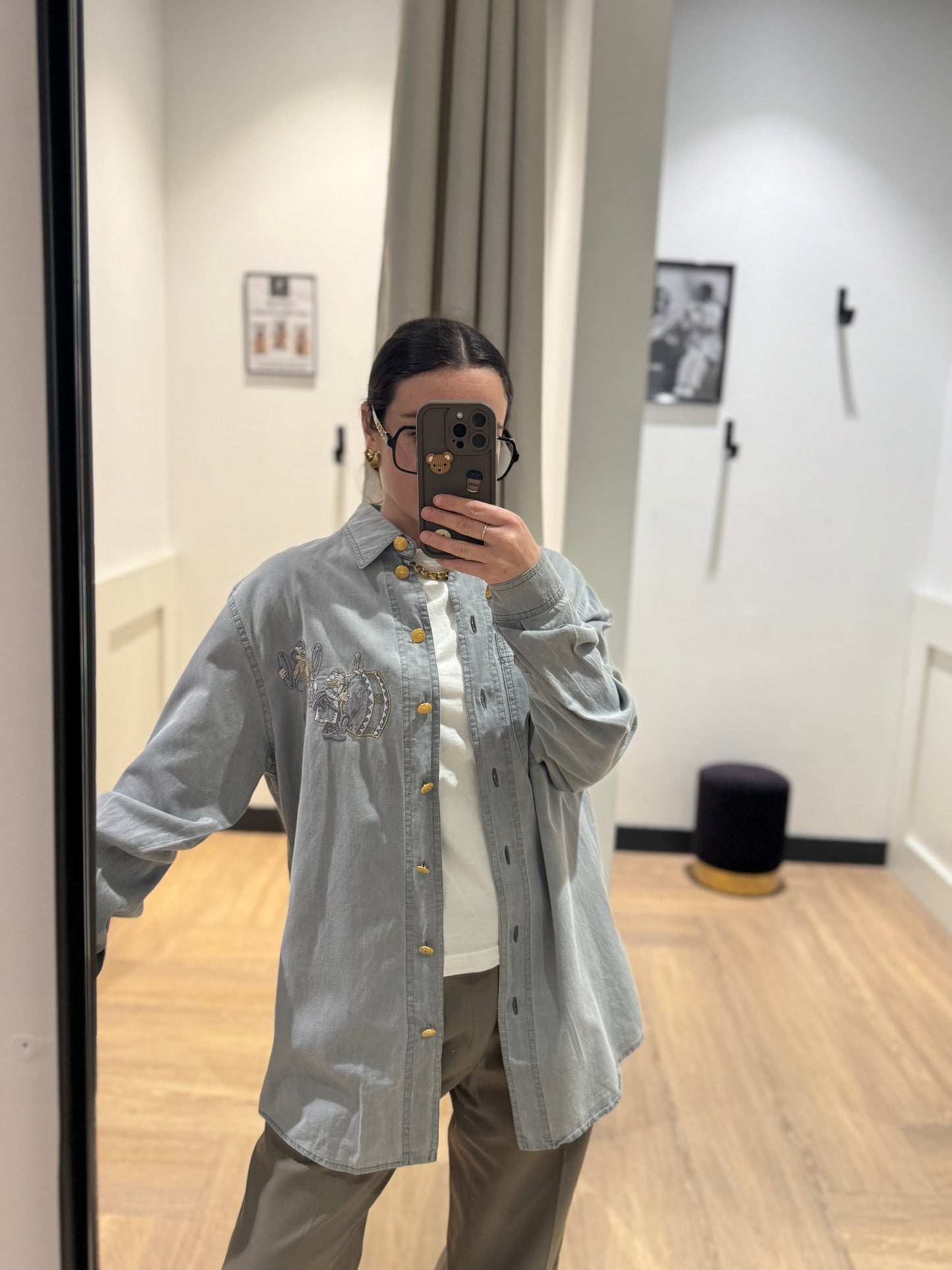 Chemise vintage avec broderies M