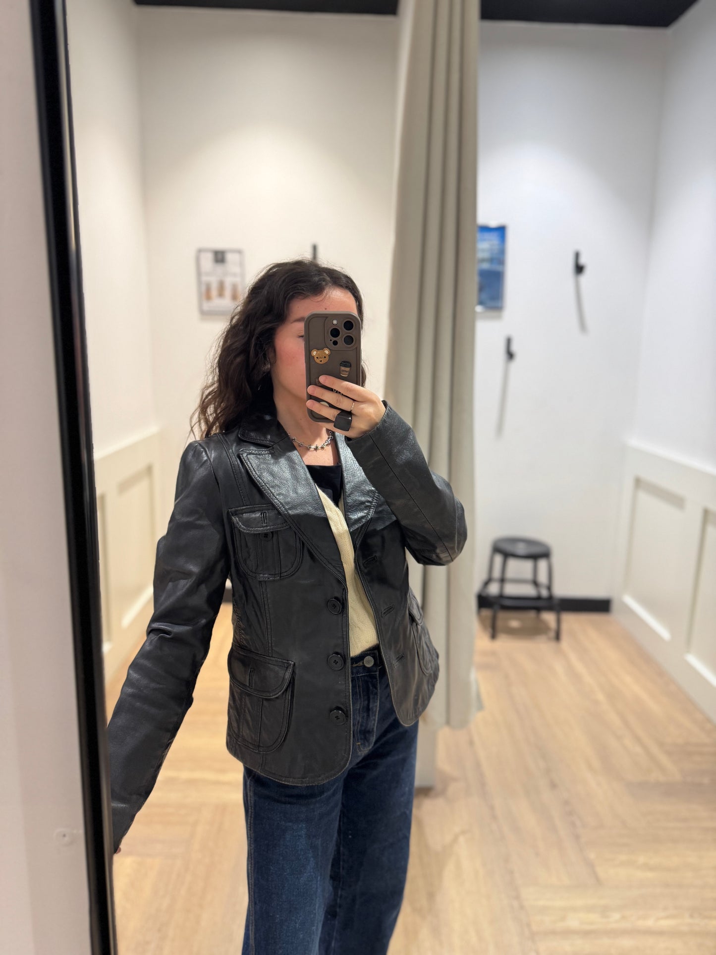 Blazer en cuir noir XS