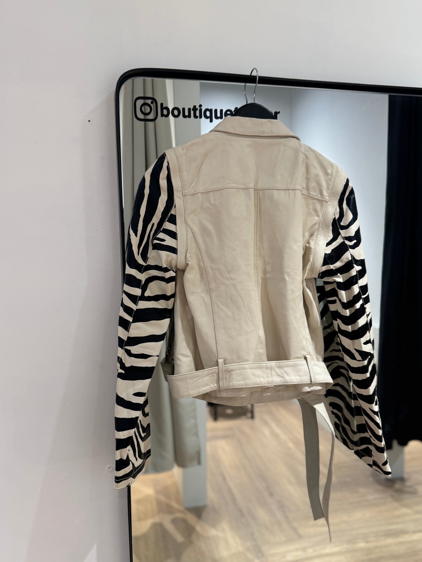 Veste en cuir à motifs zèbre S