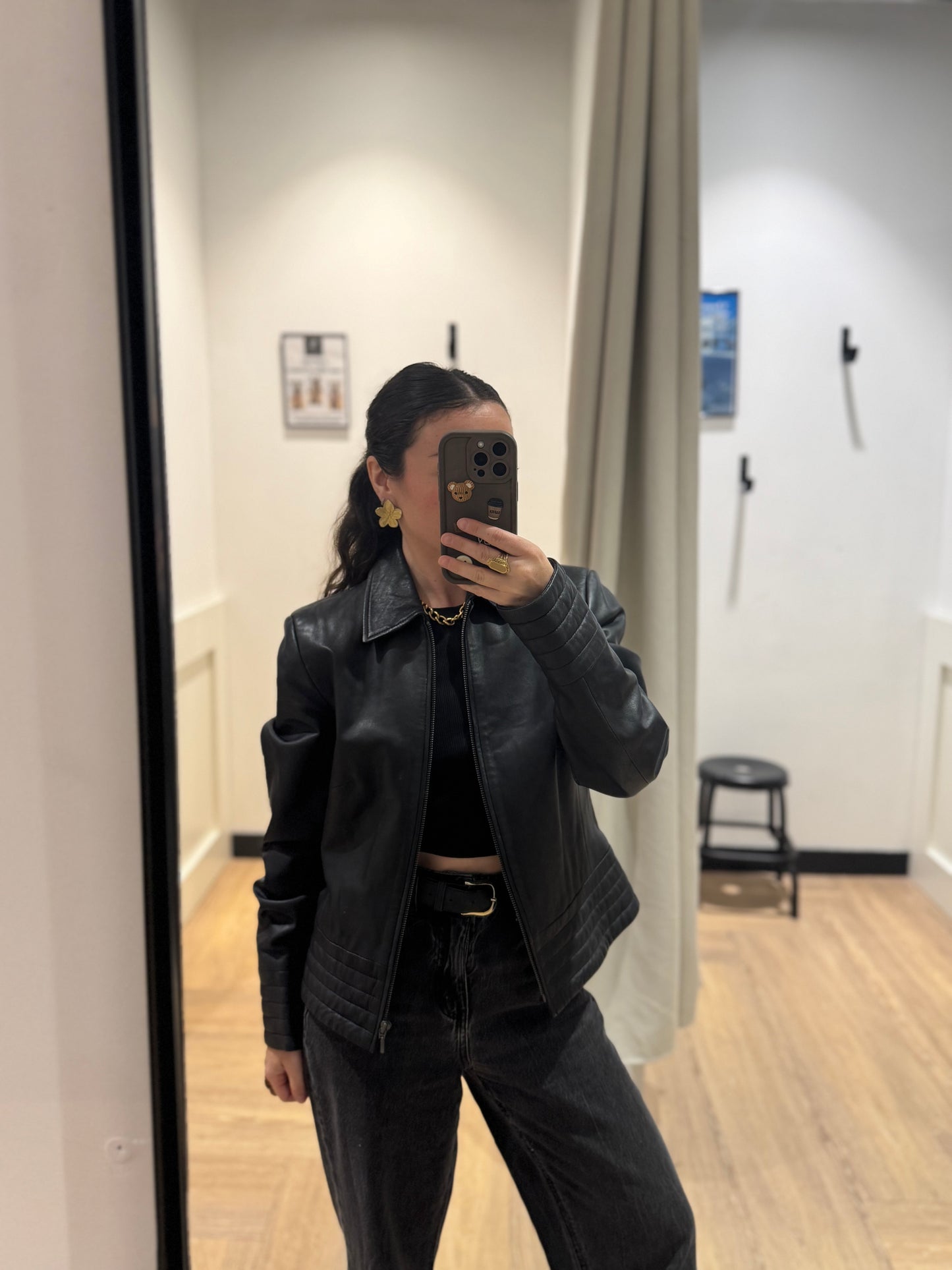 Veste en cuir noir M