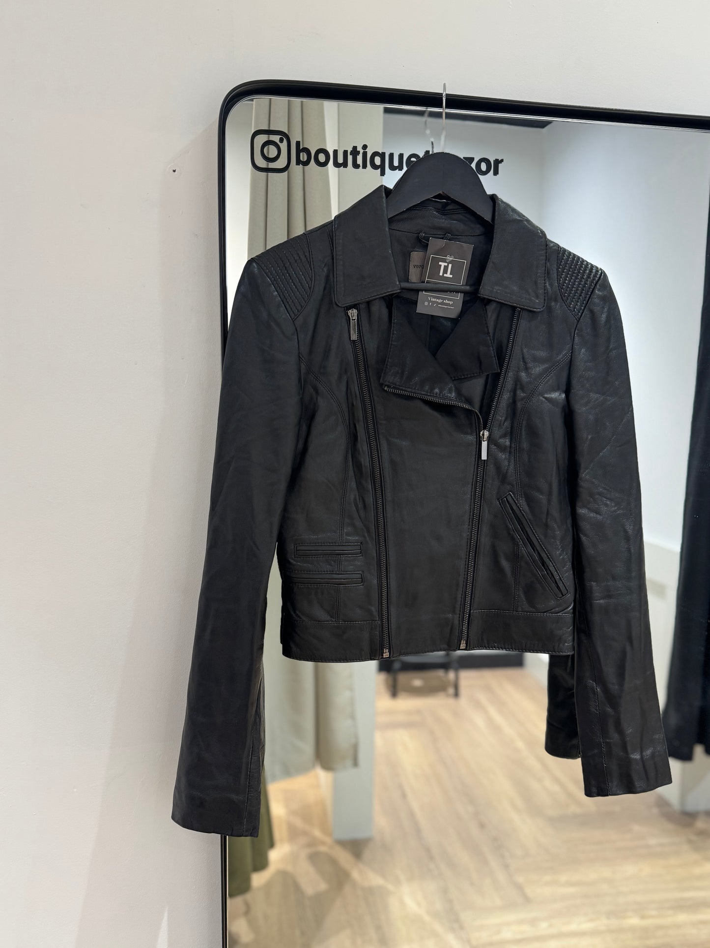 Veste perfecto en cuir noir S