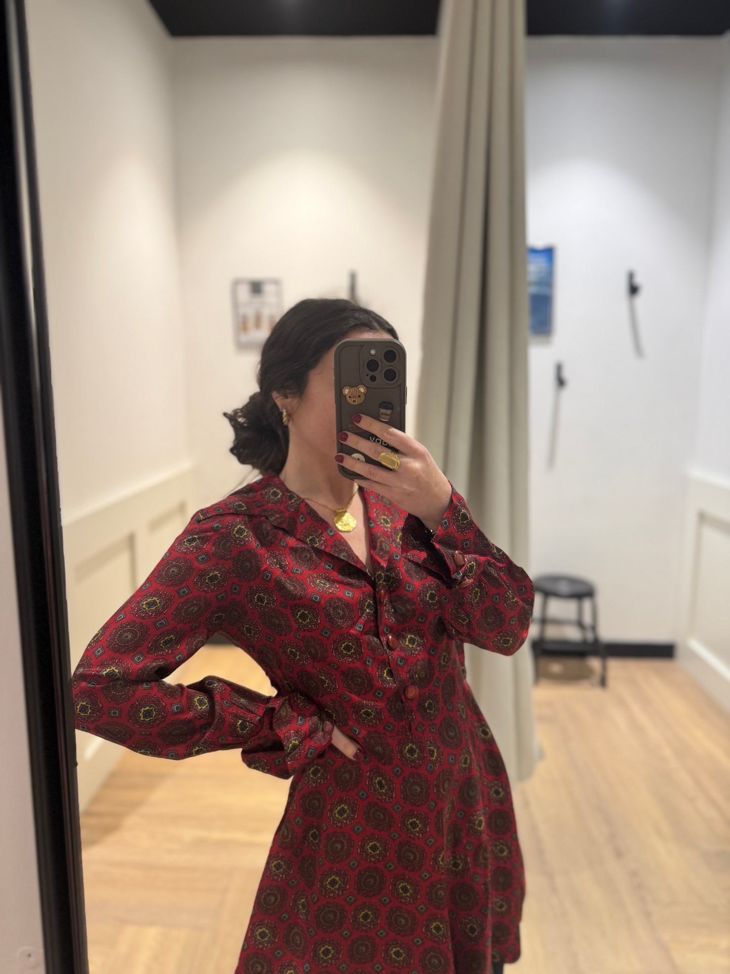 Robe courte vintage à motifs XS