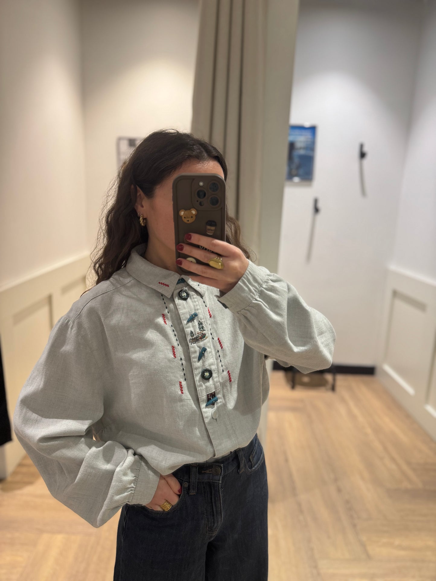 Chemise vintage à broderies XL