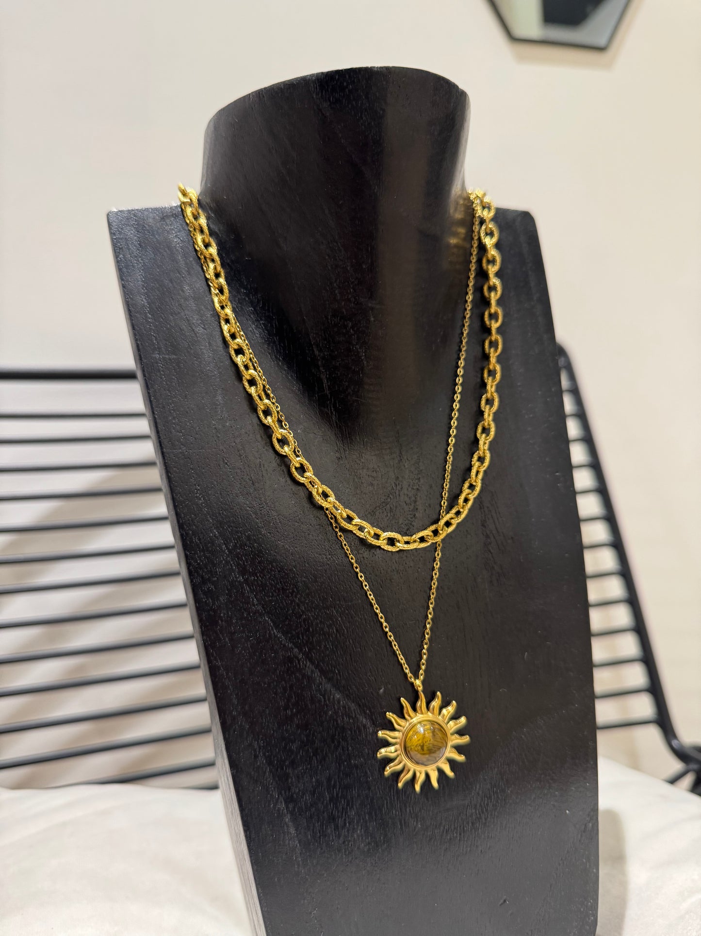 Collier soleil en acier inoxydable
