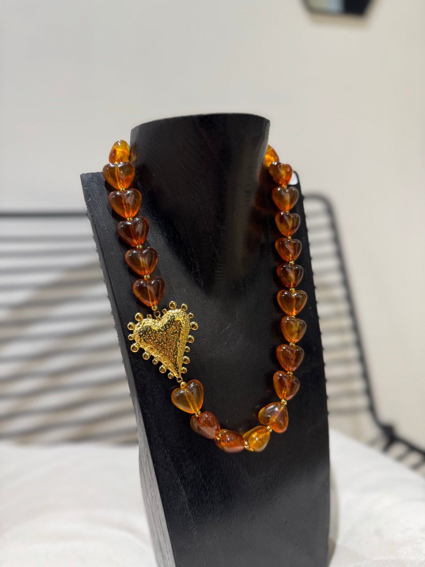 Collier coeur et perles