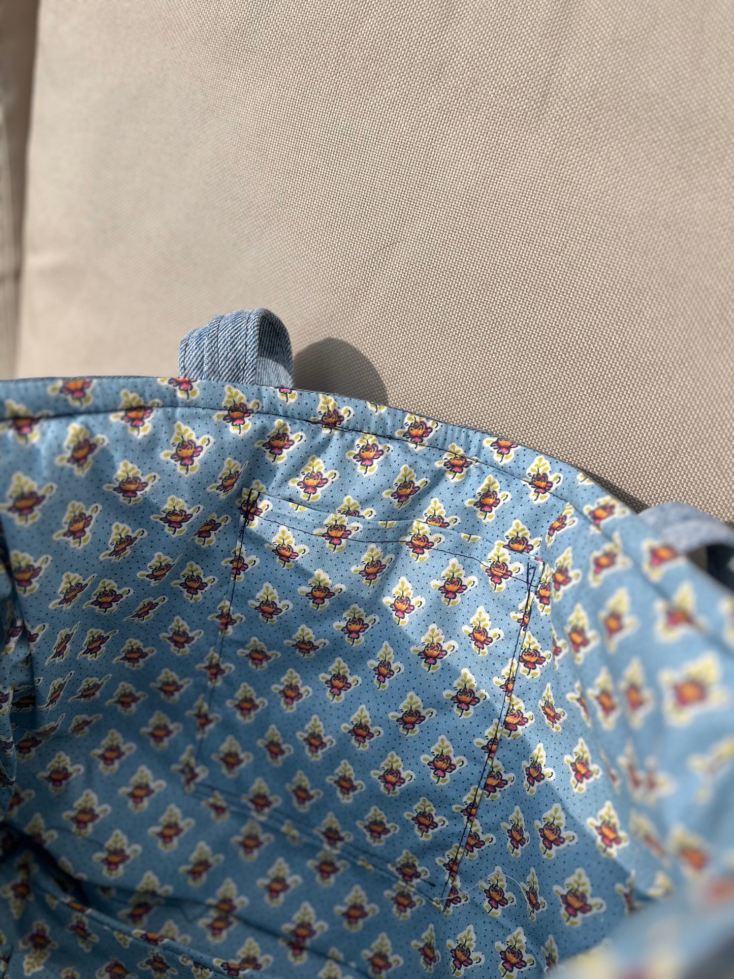 Sac cabas en jean patchwork Trézor