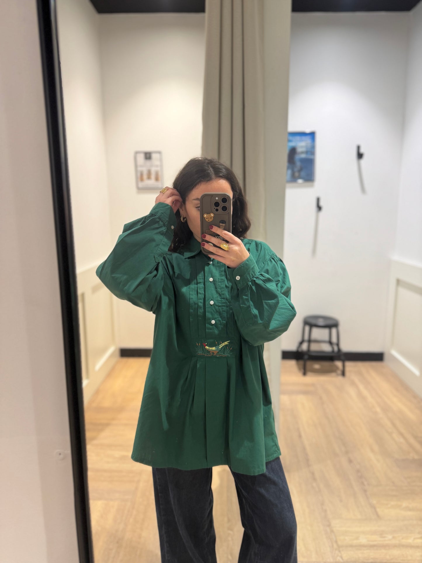 Chemise vintage à broderies XL