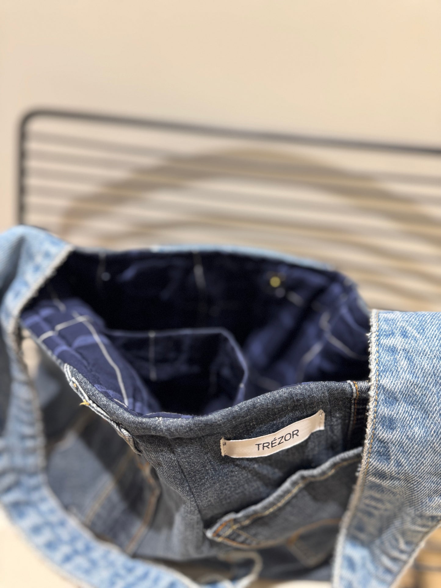 Grand sac cabas en jean upcyclé