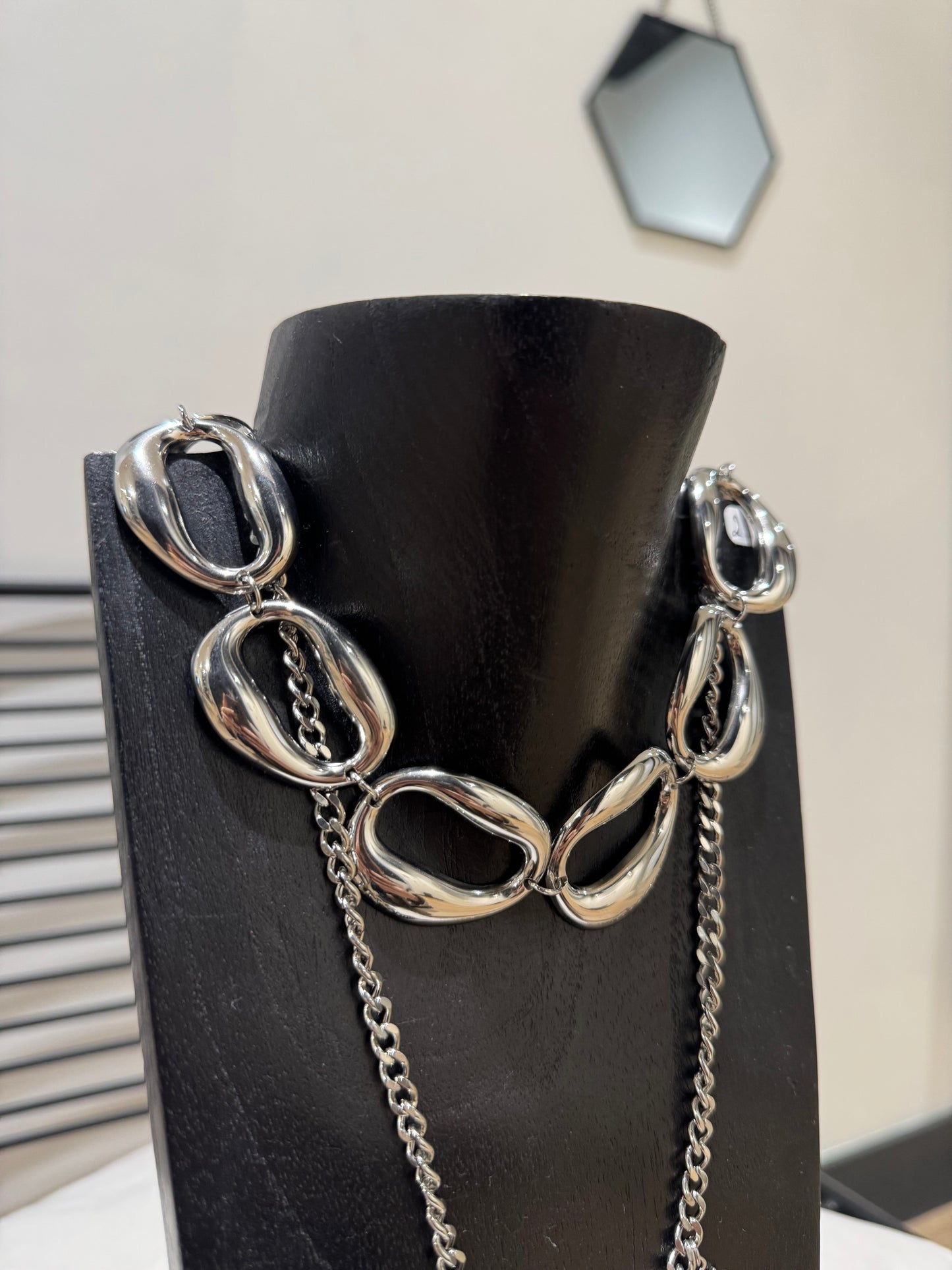 Collier chaine argenté en acier inoxydable