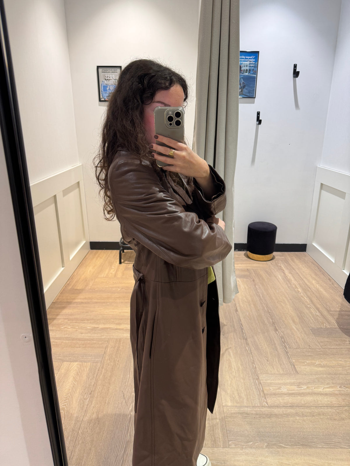 Trench vintage en cuir S