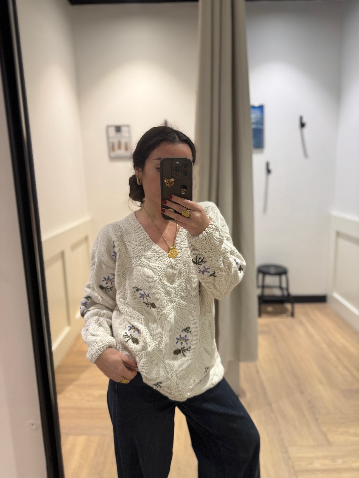 Pull d’hiver à fleurs M