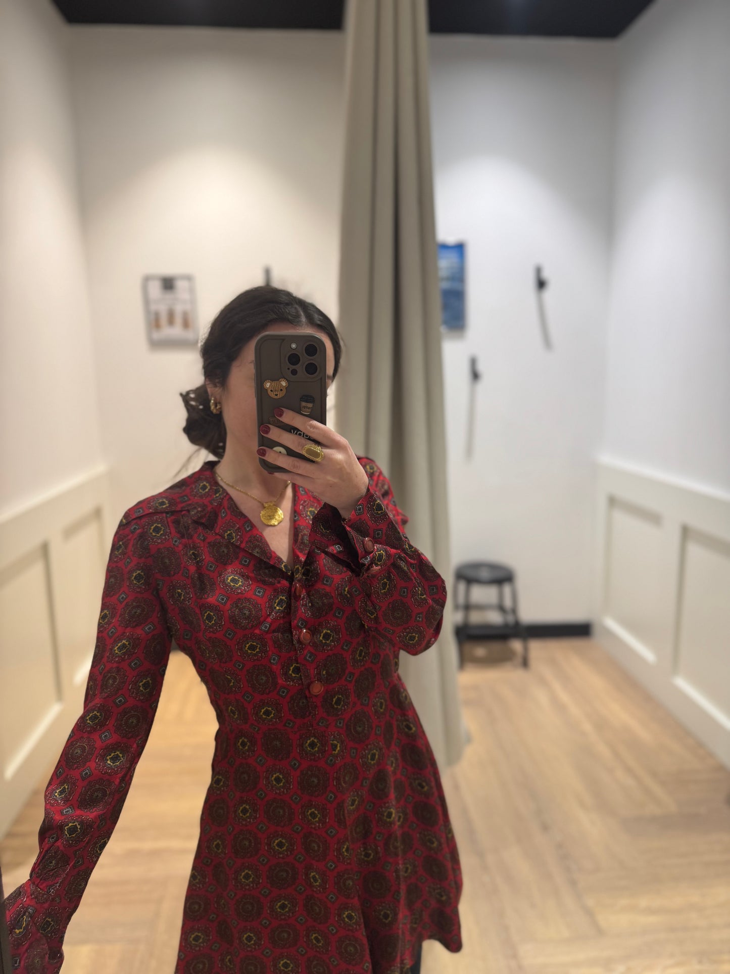 Robe courte vintage à motifs XS