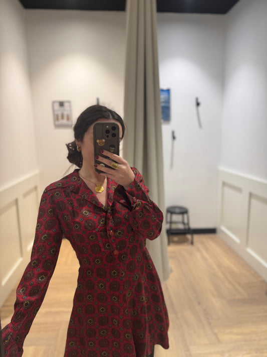 Robe courte vintage à motifs XS