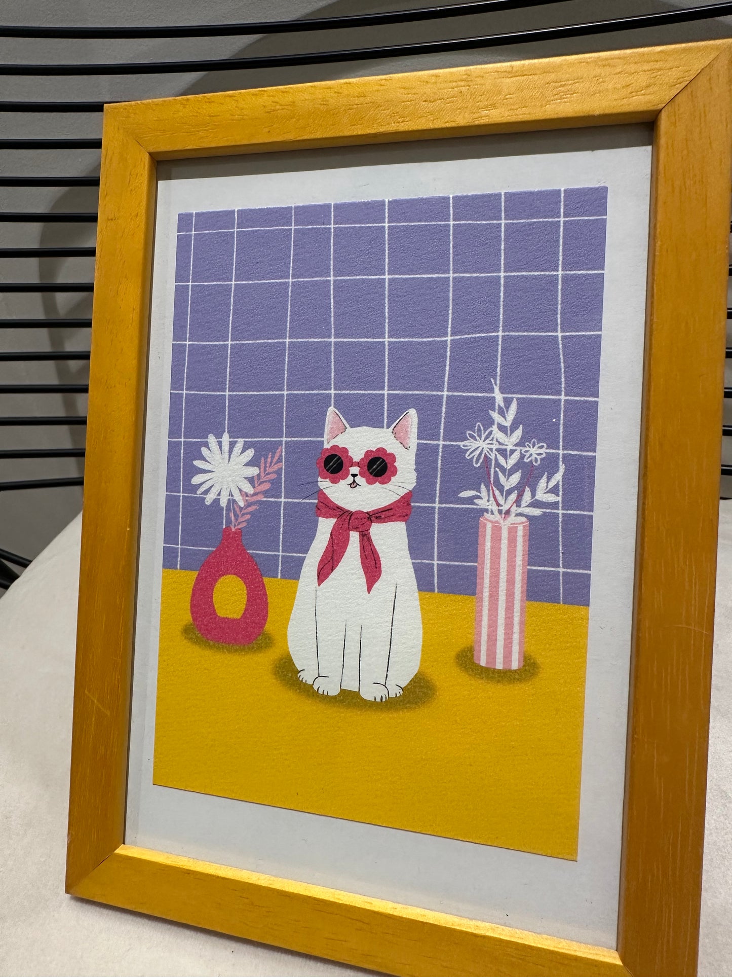 Affiche Chat lunettes A6 Atelier Chatmallow