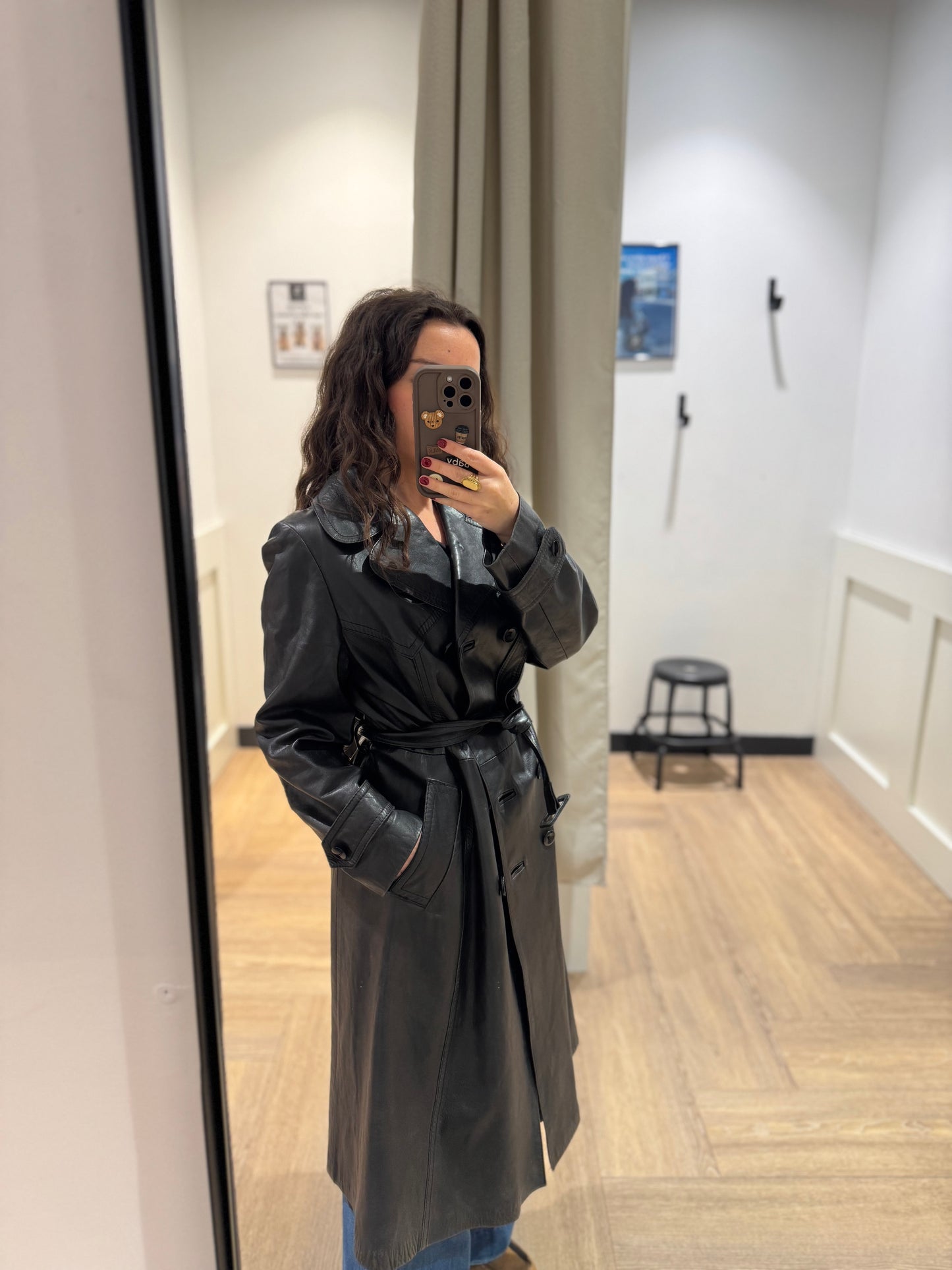 Trench long en cuir S