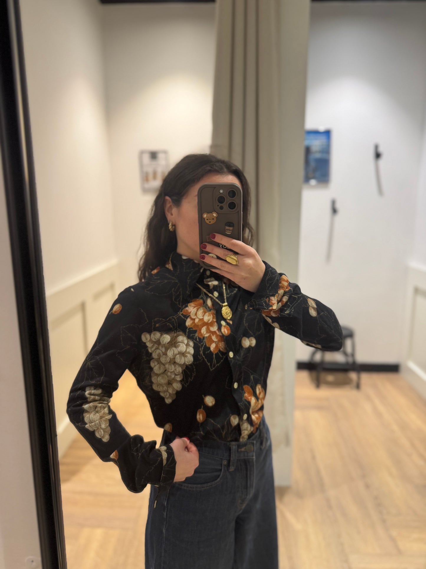 Blouse vintage à motifs S