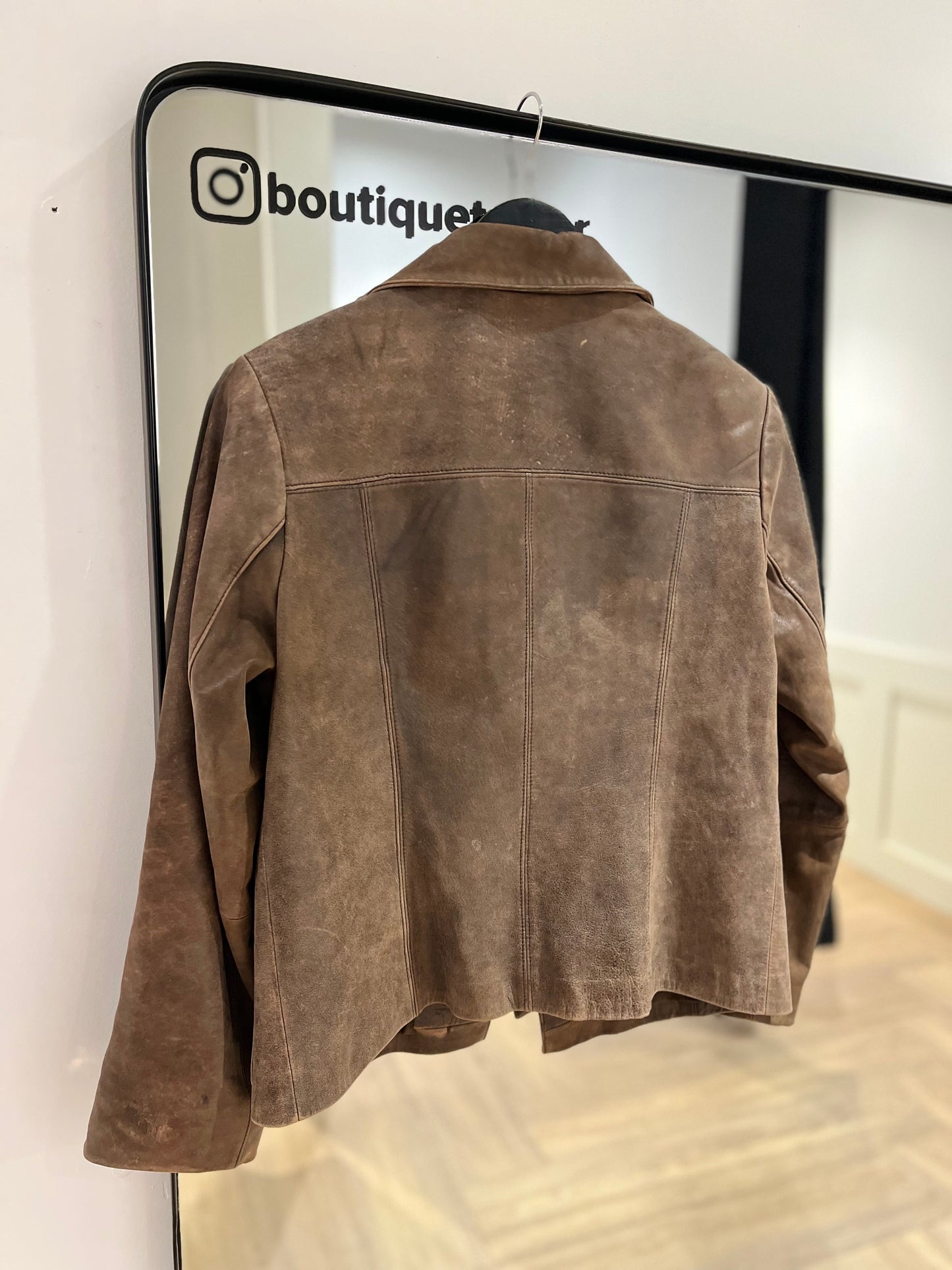 Veste en cuir vintage marron S