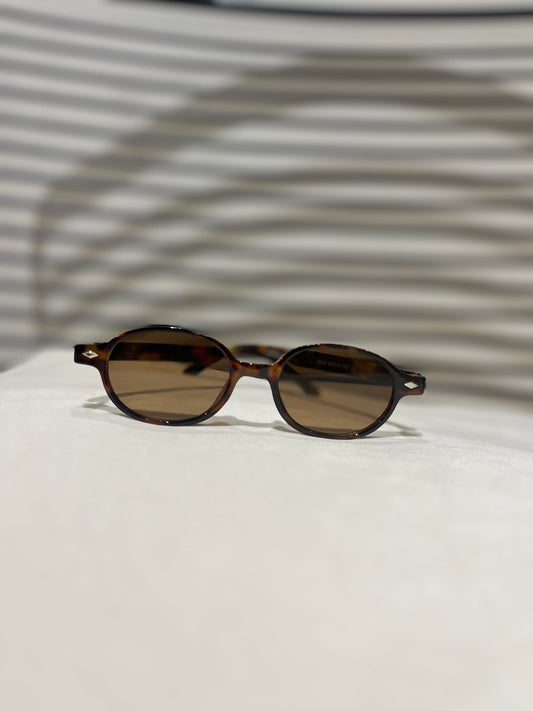 Lunettes de soleil rondes écaille marron