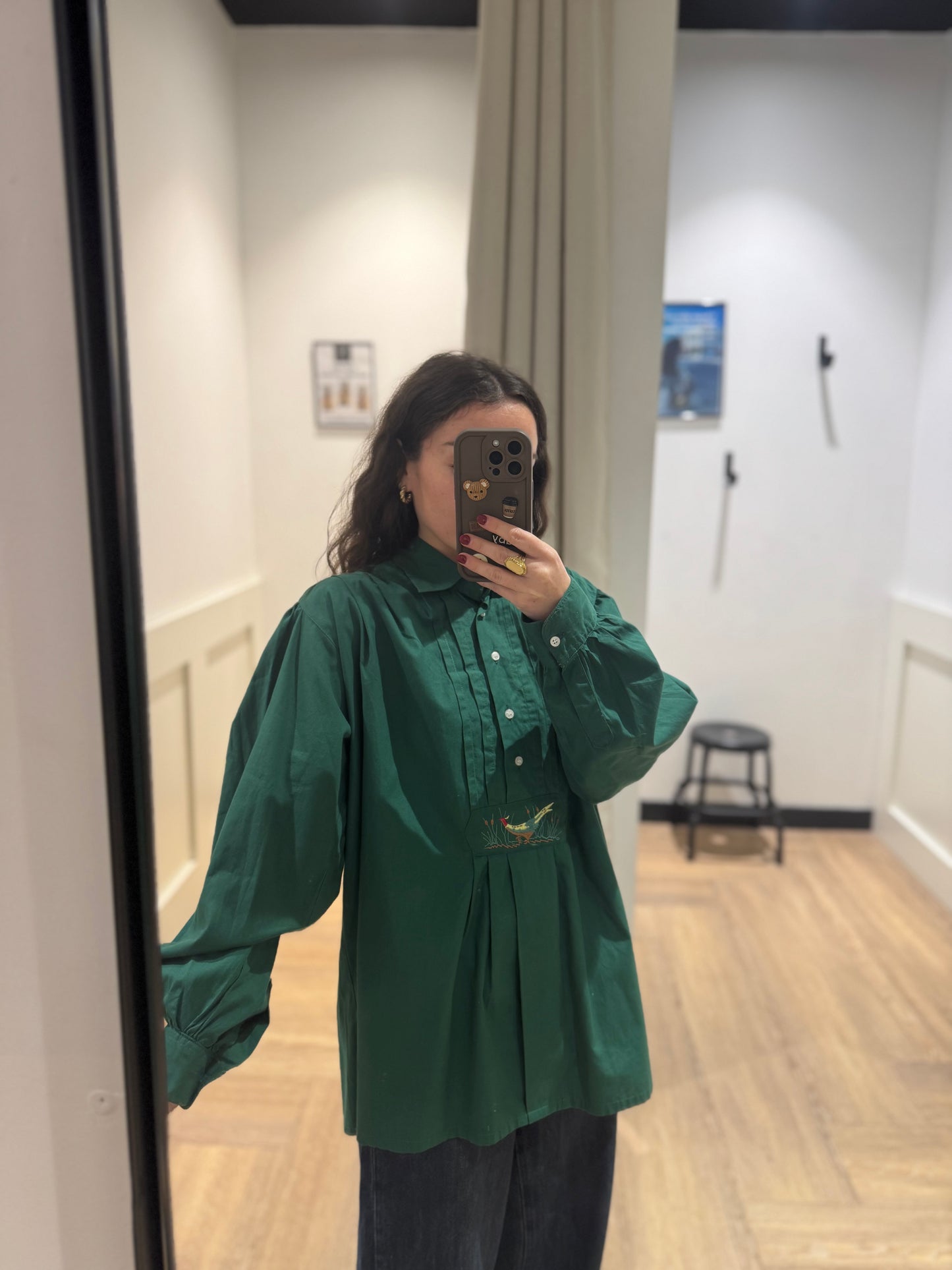 Chemise vintage à broderies XL