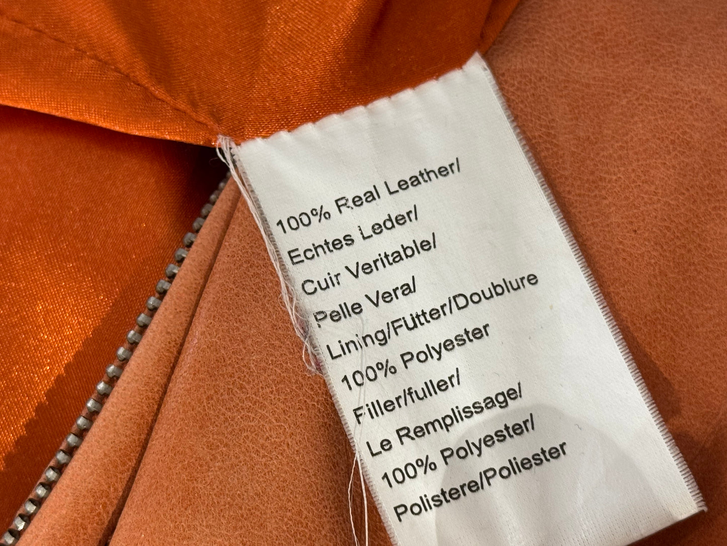 Veste en cuir orange XL