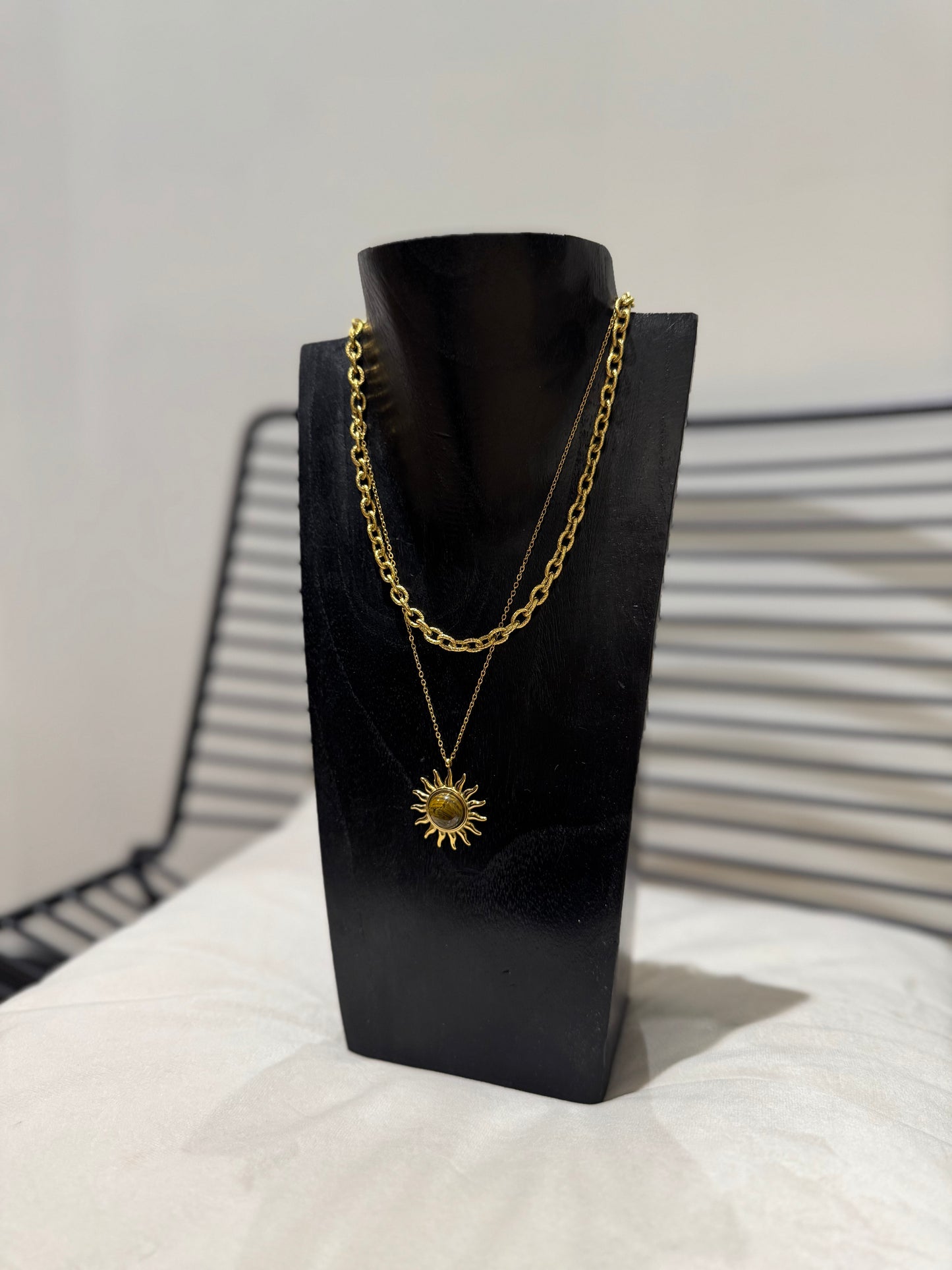 Collier soleil en acier inoxydable