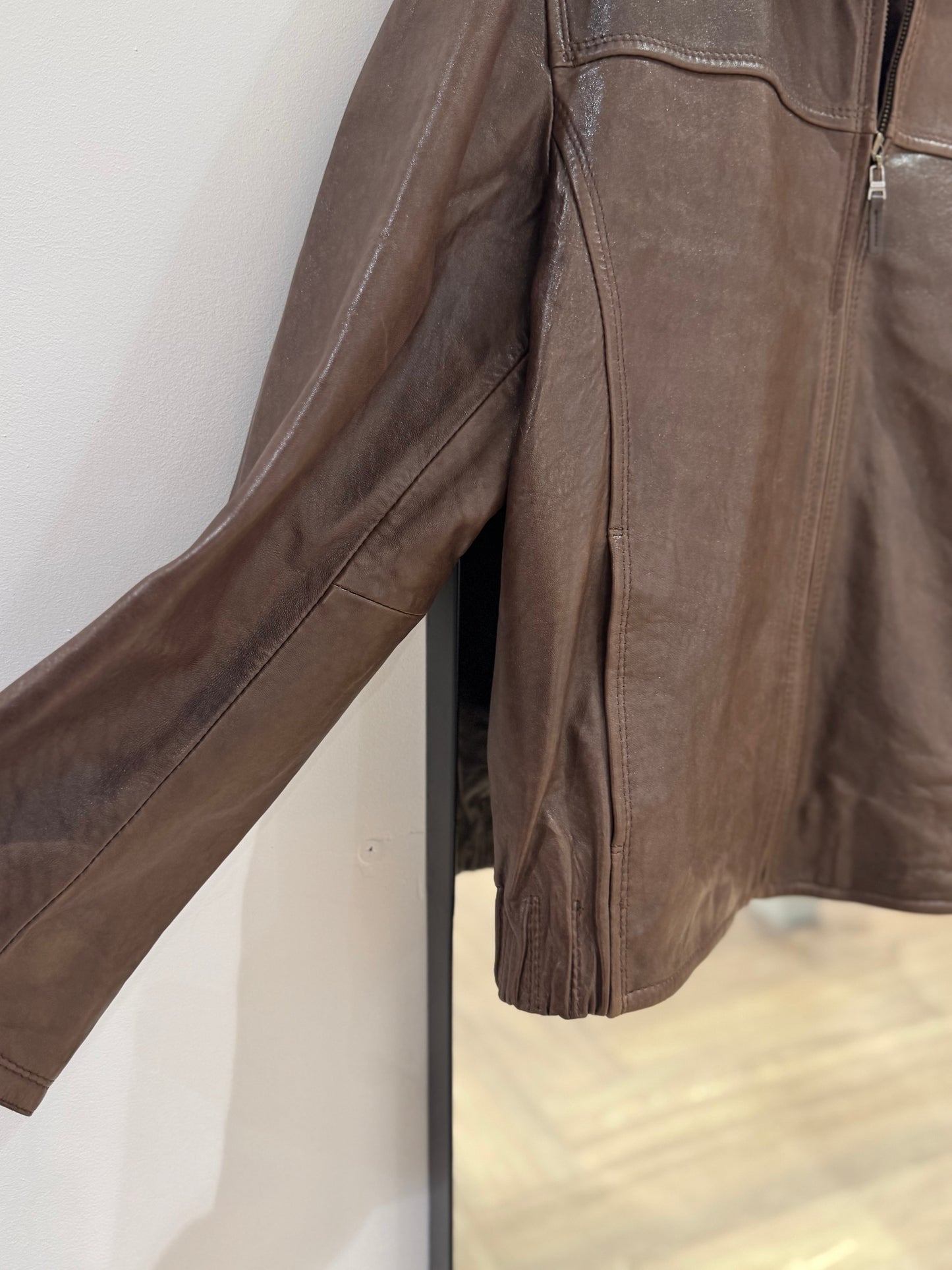 Veste en cuir marron XL