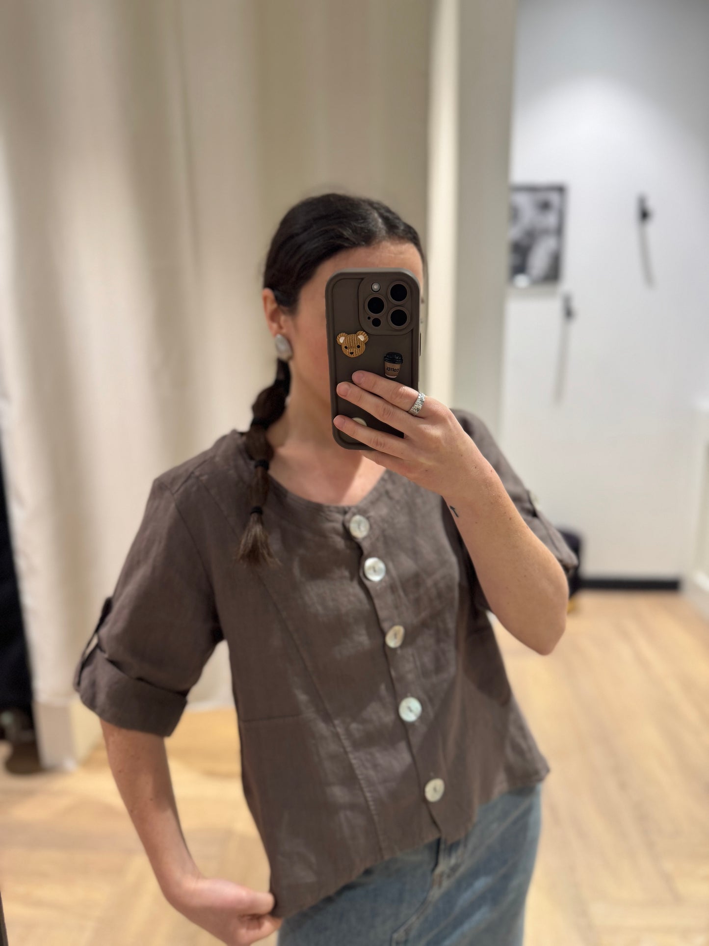 Blouse courte en lin M