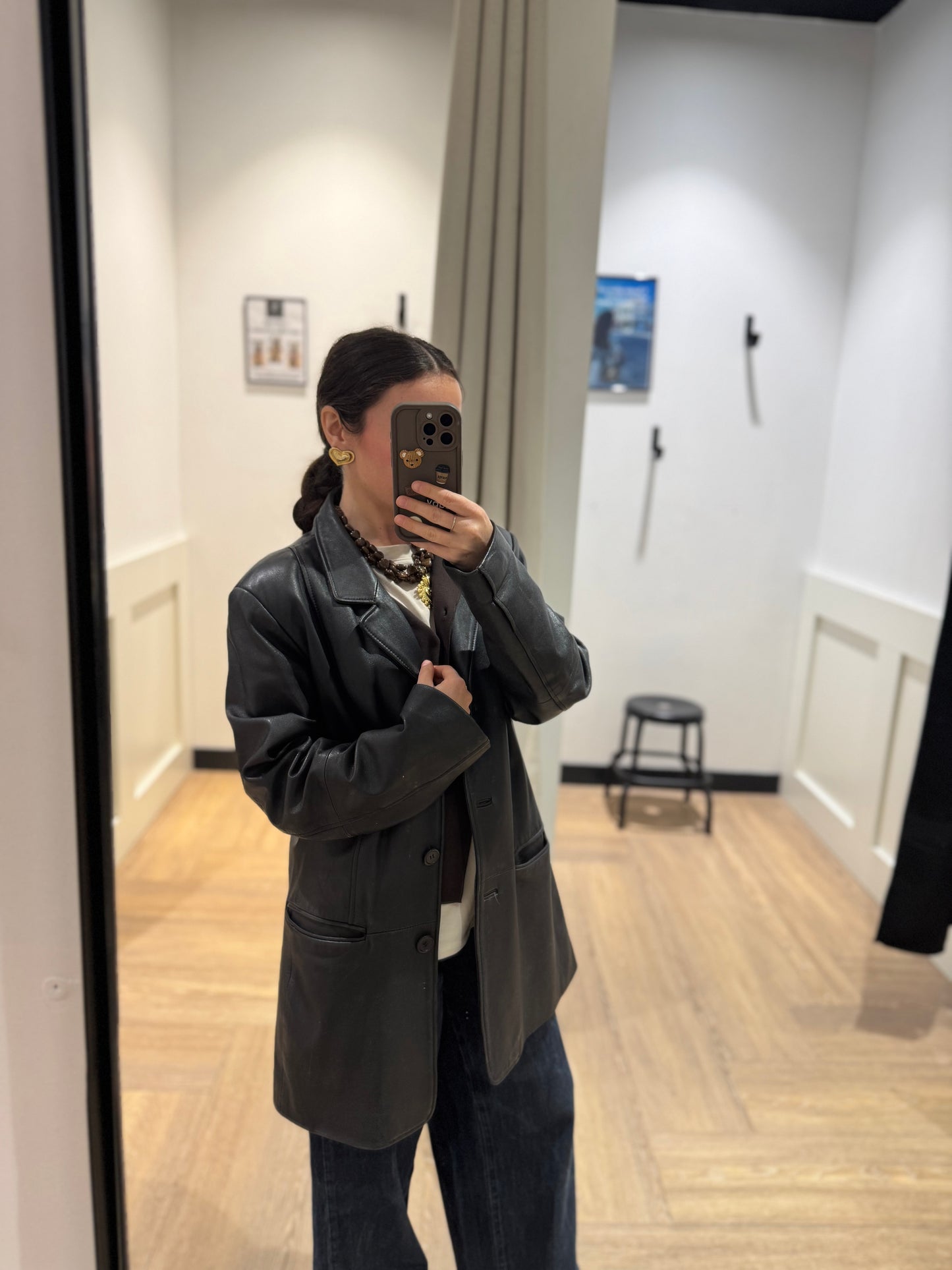 Blazer veste en cuir noir M/L