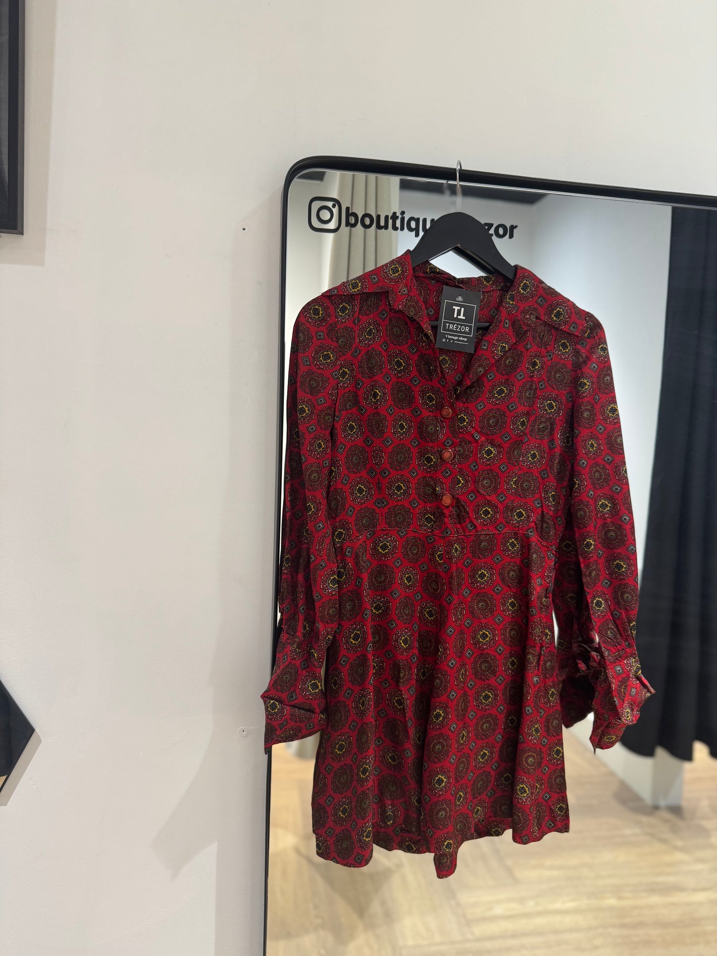 Robe courte vintage à motifs XS