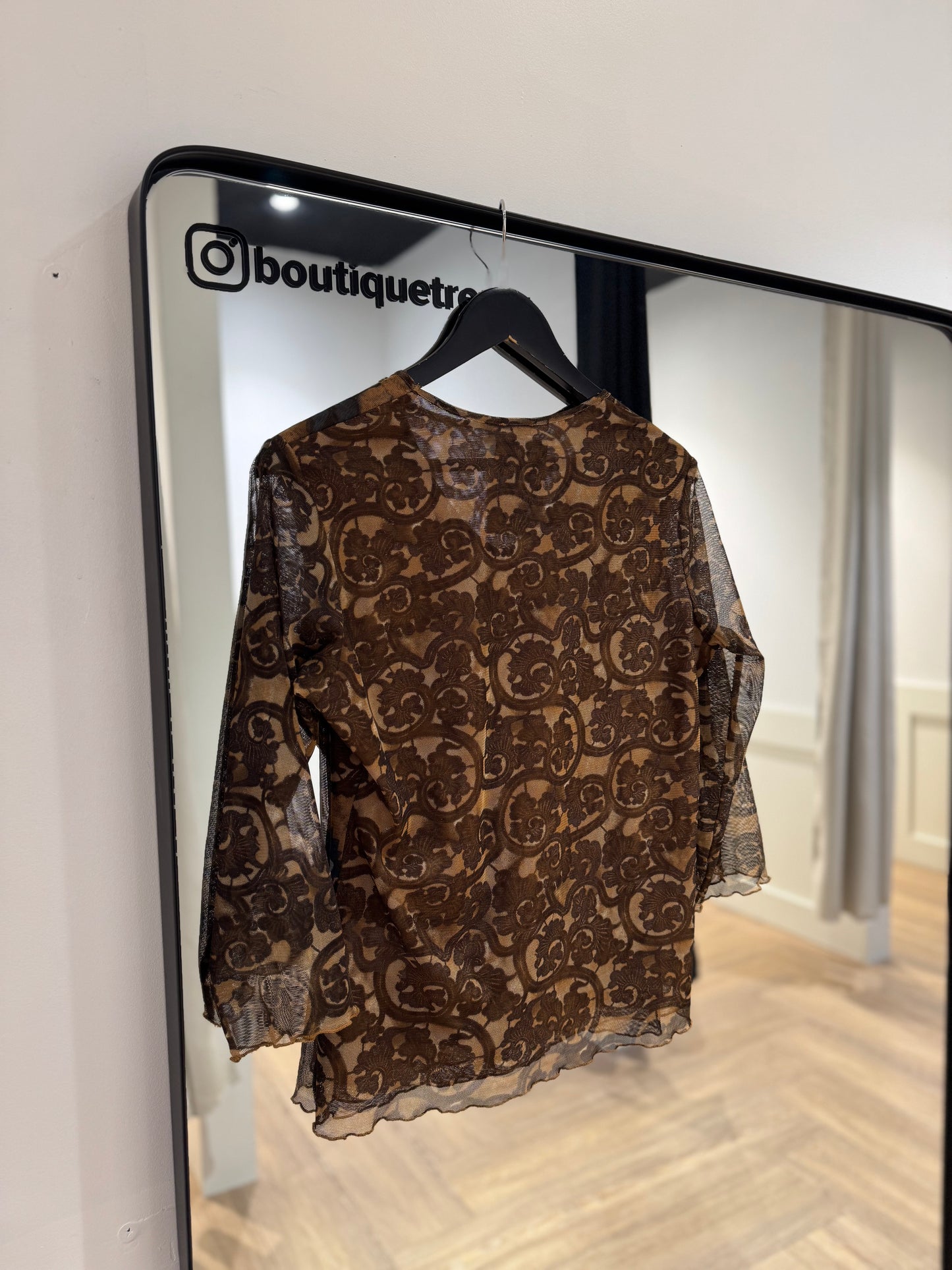 Tee-shirt vintage en mesh à motifs S/M