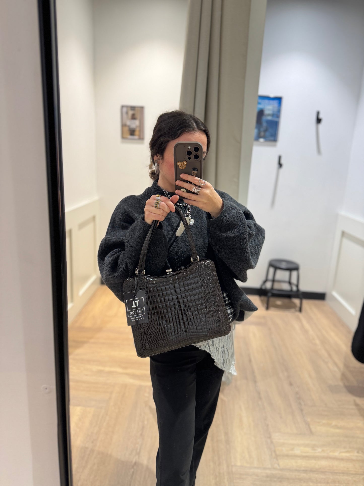 Sac à main vintage marron vernis