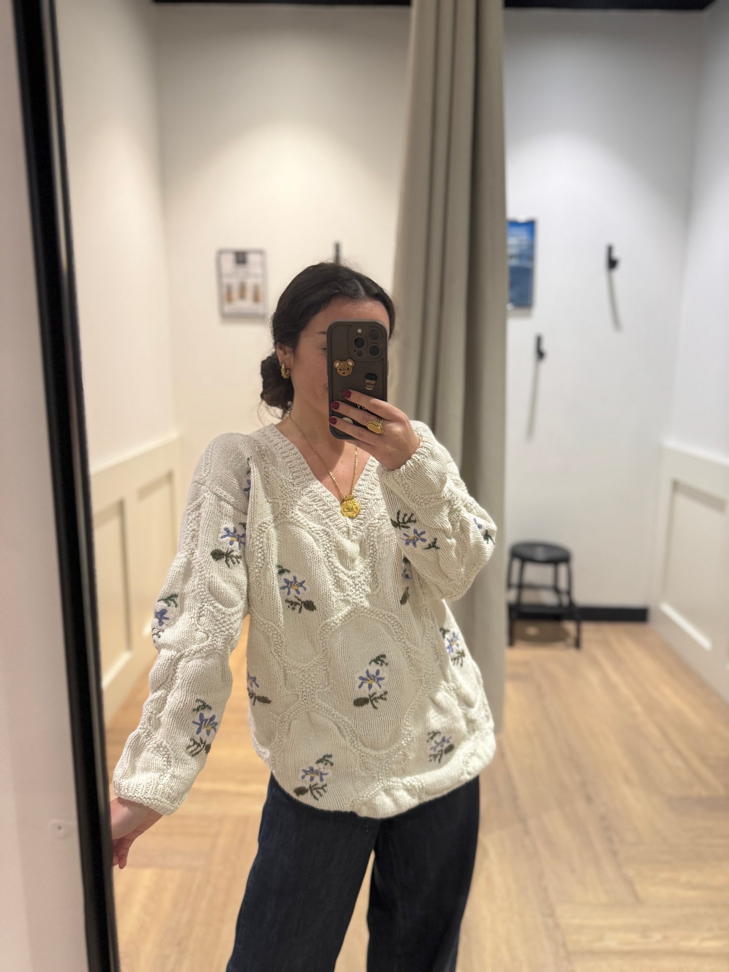 Pull d’hiver à fleurs M