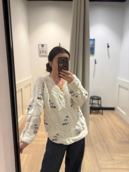 Pull d’hiver à fleurs M