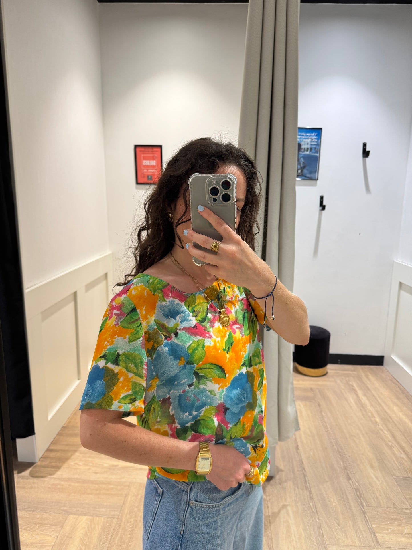 Blouse vintage à fleurs M