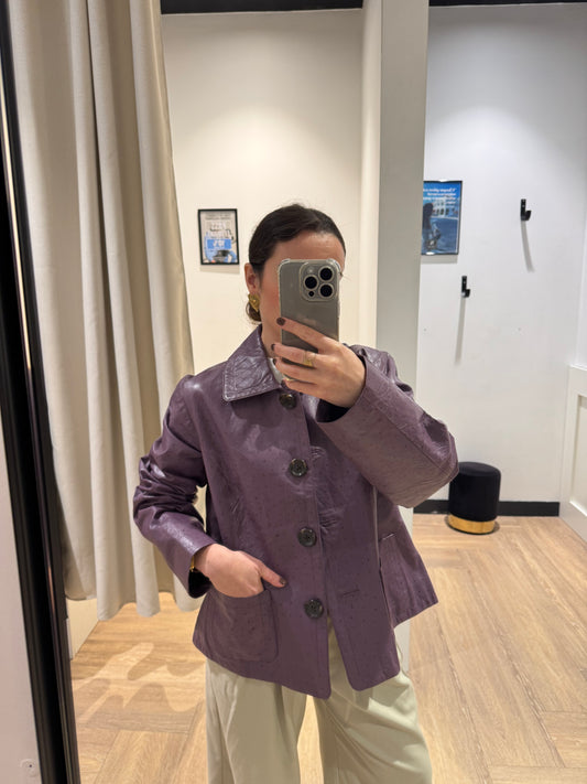 Veste en cuir violet L