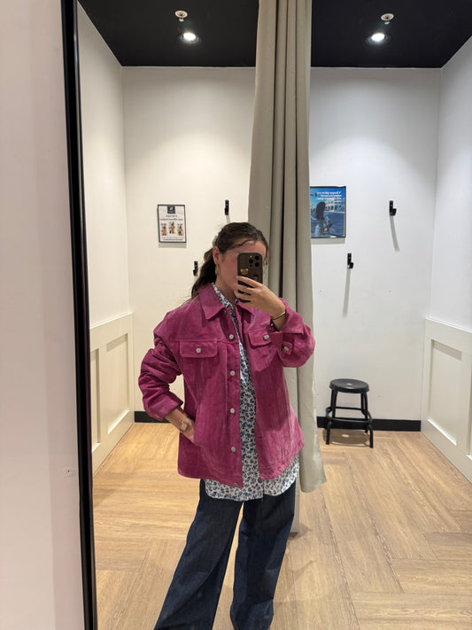 Veste en croûte de cuir rose XL