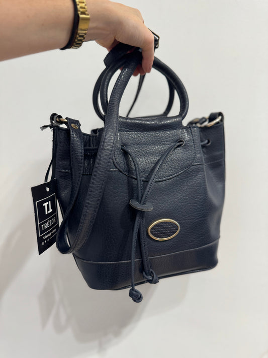 Sac en cuir vintage marine