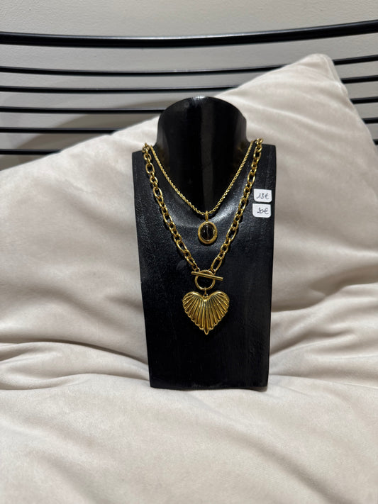 Collier cœur en acier inoxydable