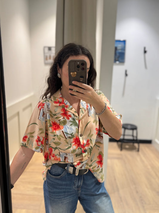 Blouse à fleurs hawaïennes M
