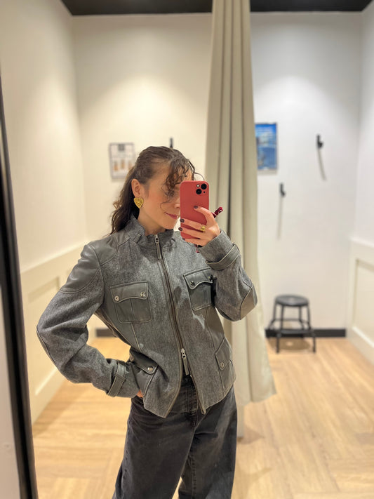 Veste en laine et cuir M